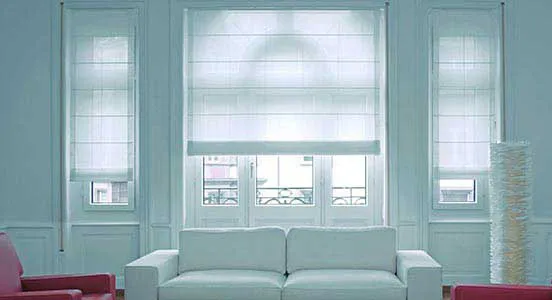 Decorative patterned Roman blinds for modern interiors in Qatar